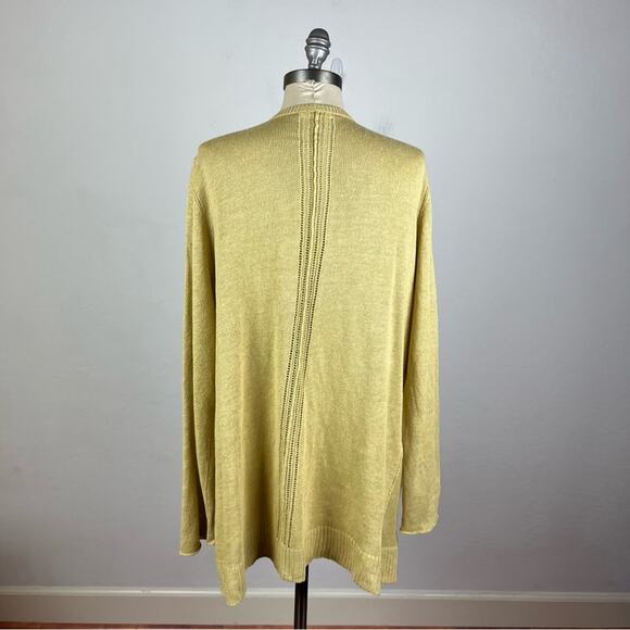 Eileen Fisher Pale Yellow Linen Cardigan - Picture 6 of 8